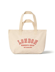 Beige London Logo Canvas Tote Bag