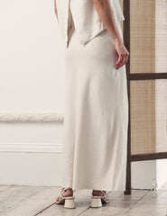 Cream Linen-blend Mila Midaxi Skirt