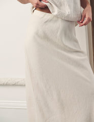 Cream Linen-blend Mila Midaxi Skirt