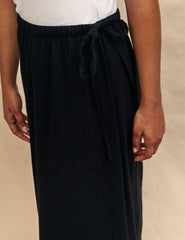 Black Linen-blend Monie Midi Skirt