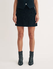 Black Floral Embroidered Mini Skirt