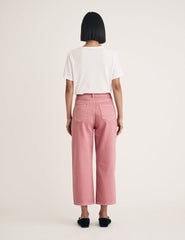 Pink Cropped Wide Leg Jeans