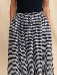Black Gingham Midi Skirt