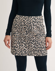 Leopard Print Denim Mini Skirt