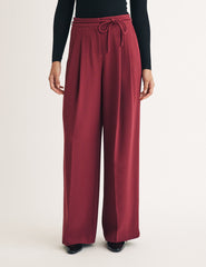 Burgundy Pleated Tailored Trousers