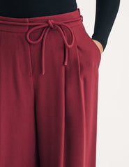 Burgundy Pleated Tailored Trousers