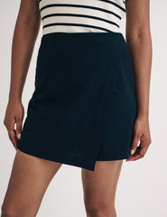 Black Asymmetric Wrap Skort