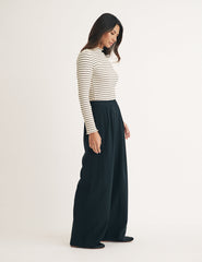 Black Wide Leg Pull On Trousers