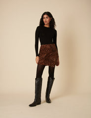 Leopard Print Cord Mini Skirt