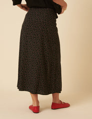 Black Ditsy Floral Midi Skirt