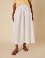 White A-line Midi Skirt