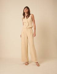 Cream Isabelle Wide Leg Trousers