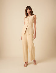 Cream Marion Straight Leg Trousers