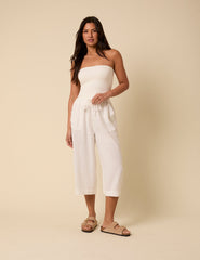 White Cropped Wide Leg Shona Trousers