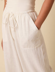 White Cropped Wide Leg Shona Trousers