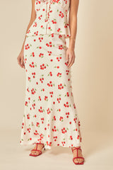 White Tomato Print Maxi Skirt