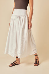 White Broderie Anglaise Maxi Skirt