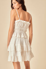 White Tiered Mini Skirt