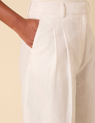 White Linen-blend Bermuda Shorts
