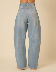 Light Wash Denim Horseshoe Barrel Jeans