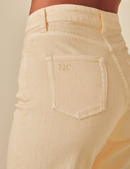 Butter Yellow Cropped Wide Leg Jeans