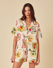 Cream Printed Jet Shorts