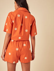 Elizabeth Scarlett Orange Embroidered Jet Shorts