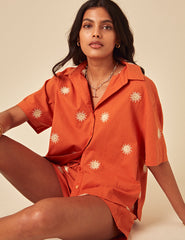 Elizabeth Scarlett Orange Embroidered Jet Shorts