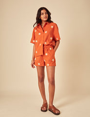 Elizabeth Scarlett Orange Embroidered Jet Shorts