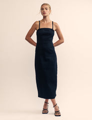 Black Bandeau Hampton Midi Dress