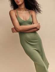 Green Tie Back Coulmn Dress