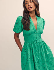 Green Broderie Starlight Midi Dress