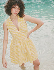 Yellow Gingham Sleeveless Starlight Mini Dress