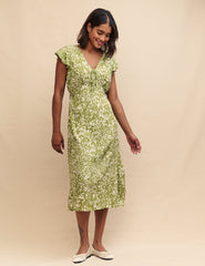 Green Printed Lily Midi Dress