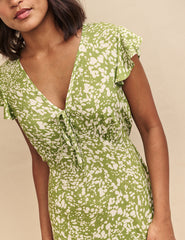 Green Printed Lily Midi Dress
