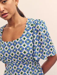 Blue Geometric Dee Dee Midi Dress