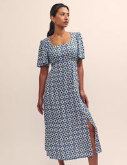 Blue Geometric Dee Dee Midi Dress