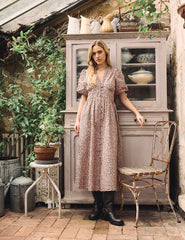 Pink Rose Print Starlight Midaxi Dress