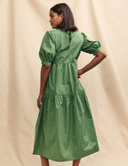 Green Rochelle Smock Midi Dress