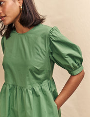 Green Rochelle Smock Midi Dress