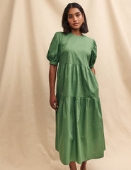 Green Rochelle Smock Midi Dress