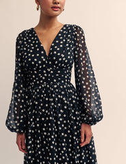 Black Polka Dot Anya Midi Dress