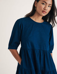 Dark Denim Rochelle Mini Smock Dress
