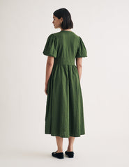 Dark Green Short Sleeve Starlight Midi Dress