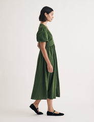 Dark Green Short Sleeve Starlight Midi Dress