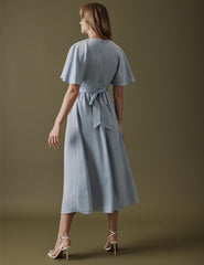 Soft Blue V Neck Midi Lorelai Dress