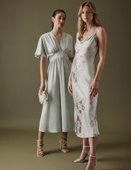 Soft Green V Neck Midi Lorelai Dress