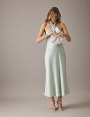 Soft Green Halter Neck Midaxi Novie Dress