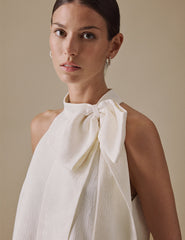 Ivory Halter Neck Mini Bodry Bridal Dress