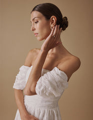 White Off The Shoulder Midi Verna Bridal Dress